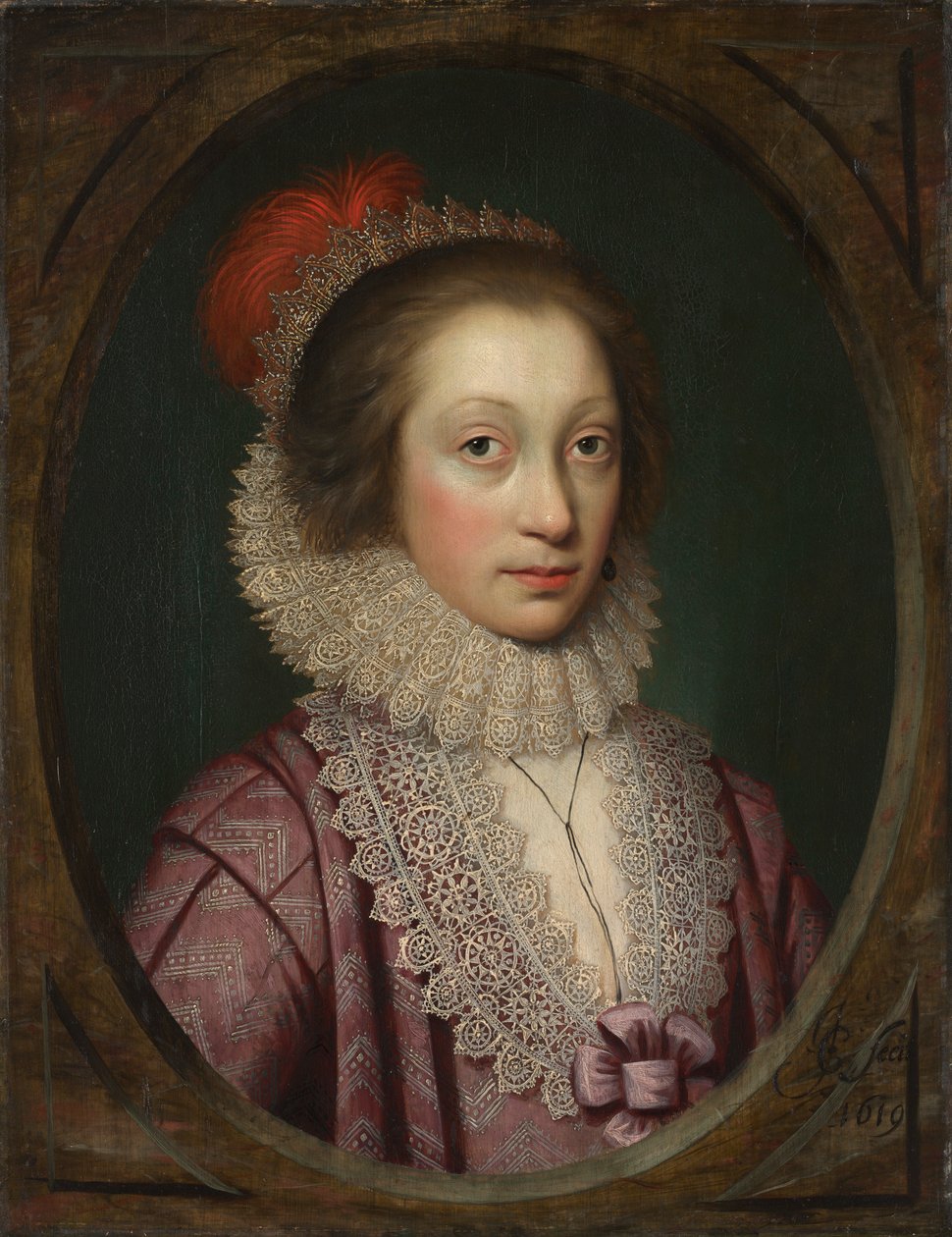 Portret van een vrouw, mogelijk Elizabeth Boothby, 1619 door Cornelis Jonson
