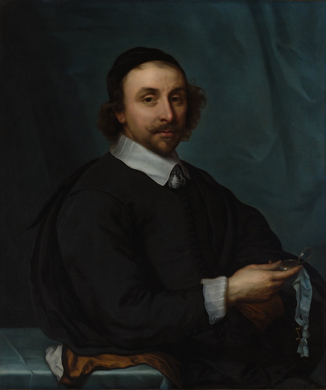Portret van een man met een horloge door Cornelis Jonson van Ceulen