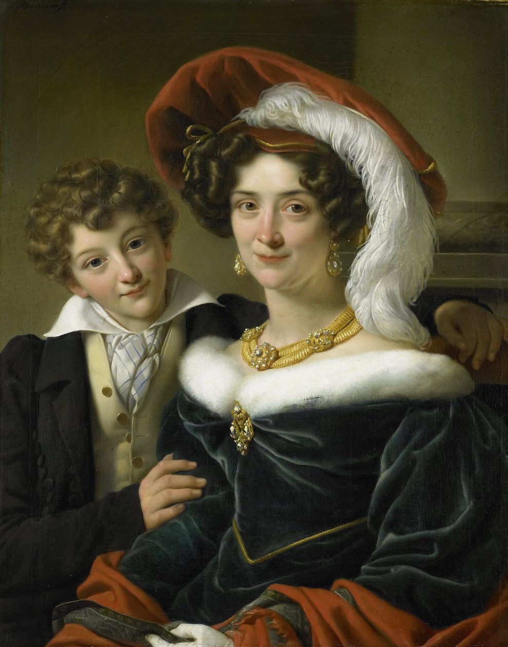 Rudolphina Wilhelmina Elizabeth de Sturler (1798-1873), tweede vrouw van Graaf Johannes van den Bosch, met hun zoon Richard Leeuwenhart door Cornelis Kruseman (attributed to workshop of)