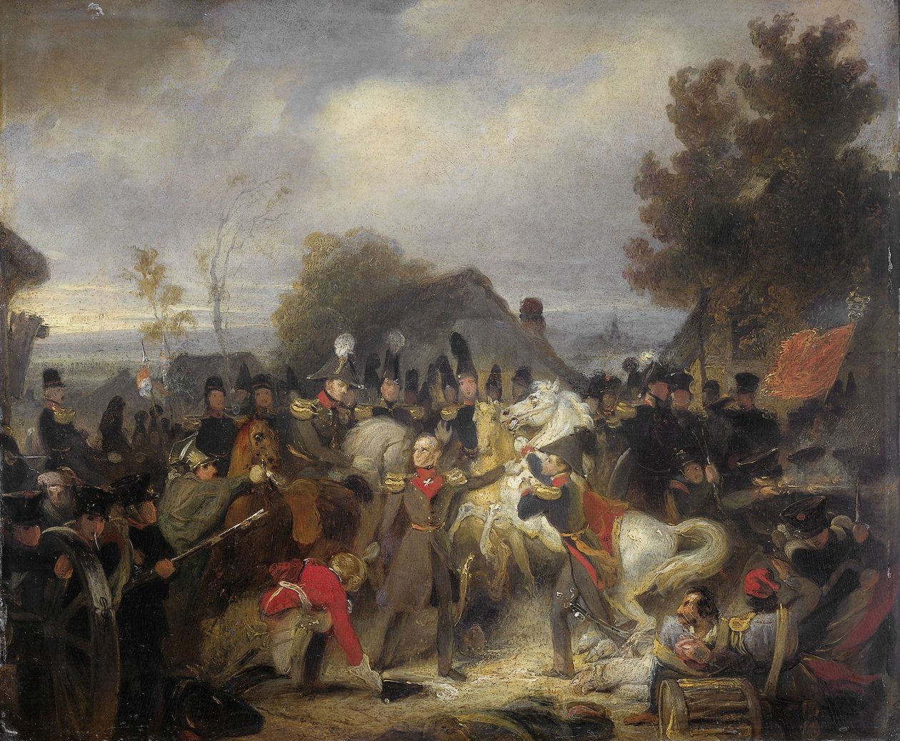 De Prins van Oranje wisselt zijn gewonde paard tijdens het gevecht bij Boutersem door Cornelis Kruseman