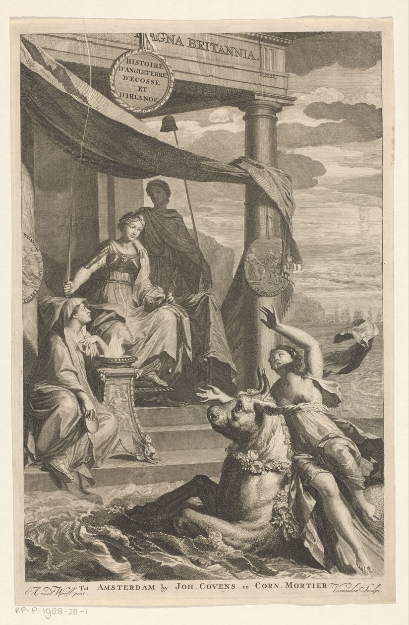Ontvoering van Europa gadegeslagen door Britannia, Titelpagina voor: Isaac de Larrey, Histoire d