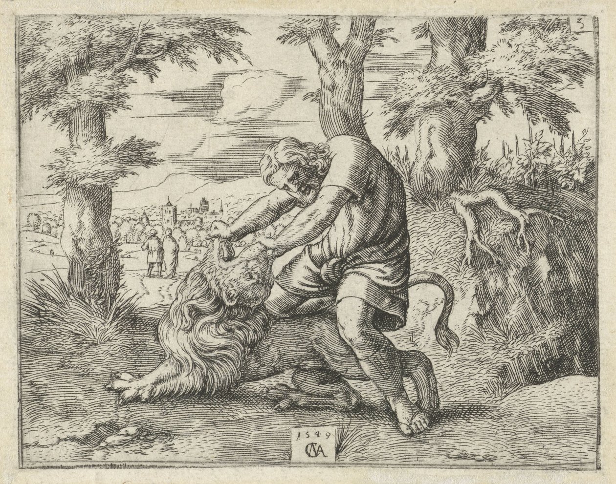 Simson doodt de leeuw door Cornelis Massijs