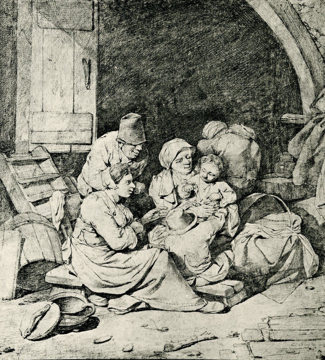 Nederlandse boerenfamilie door Cornelis Pietersz Bega
