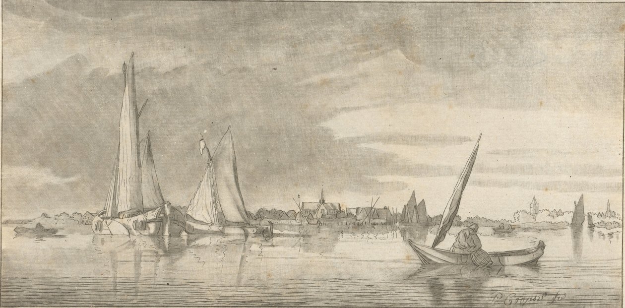 Riviergezicht door Cornelis Ploos van Amstel (signed by artist)
