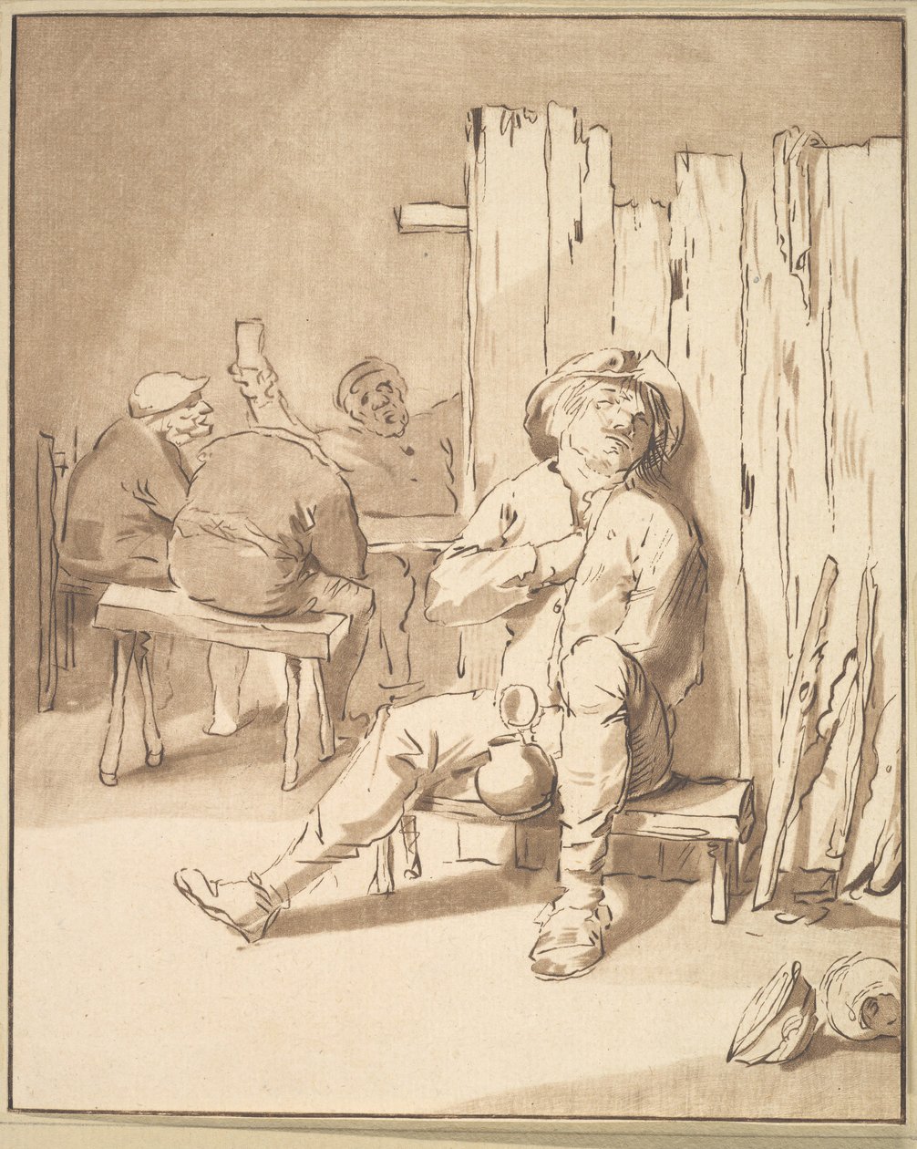 Dronken Boer in een Herberg door Cornelis Ploos van Amstel