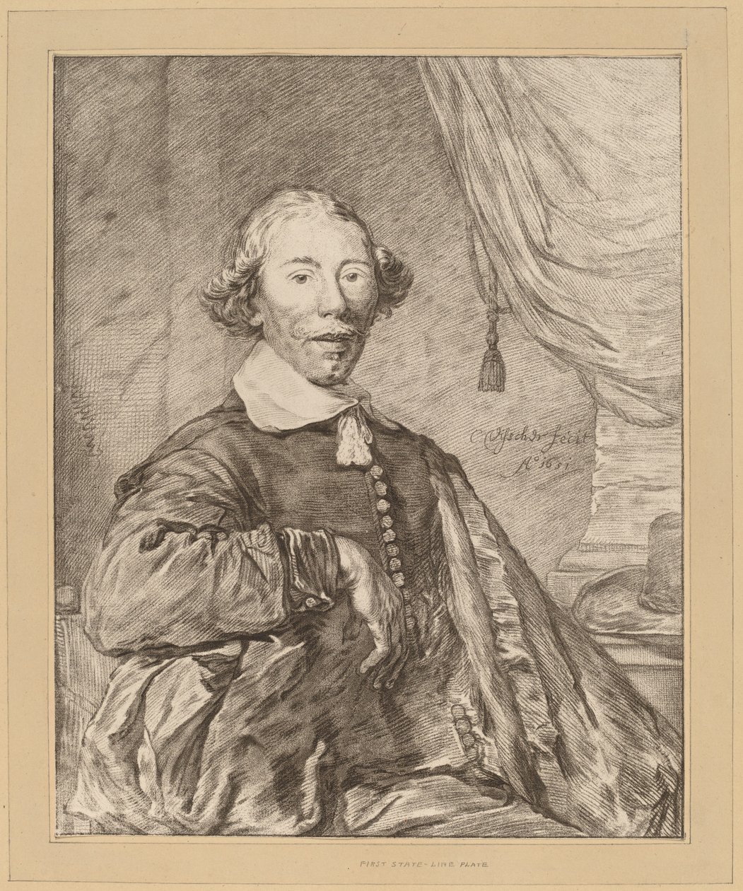 Portret van een zittende man door Cornelis Ploos van Amstel