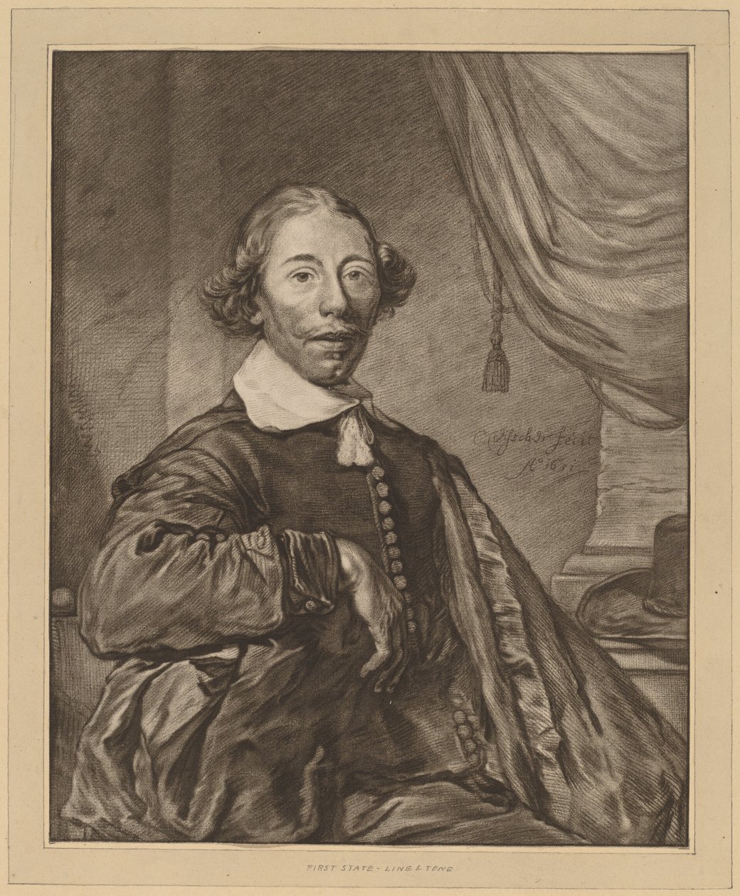 Portret van een zittende man door Cornelis Ploos van Amstel