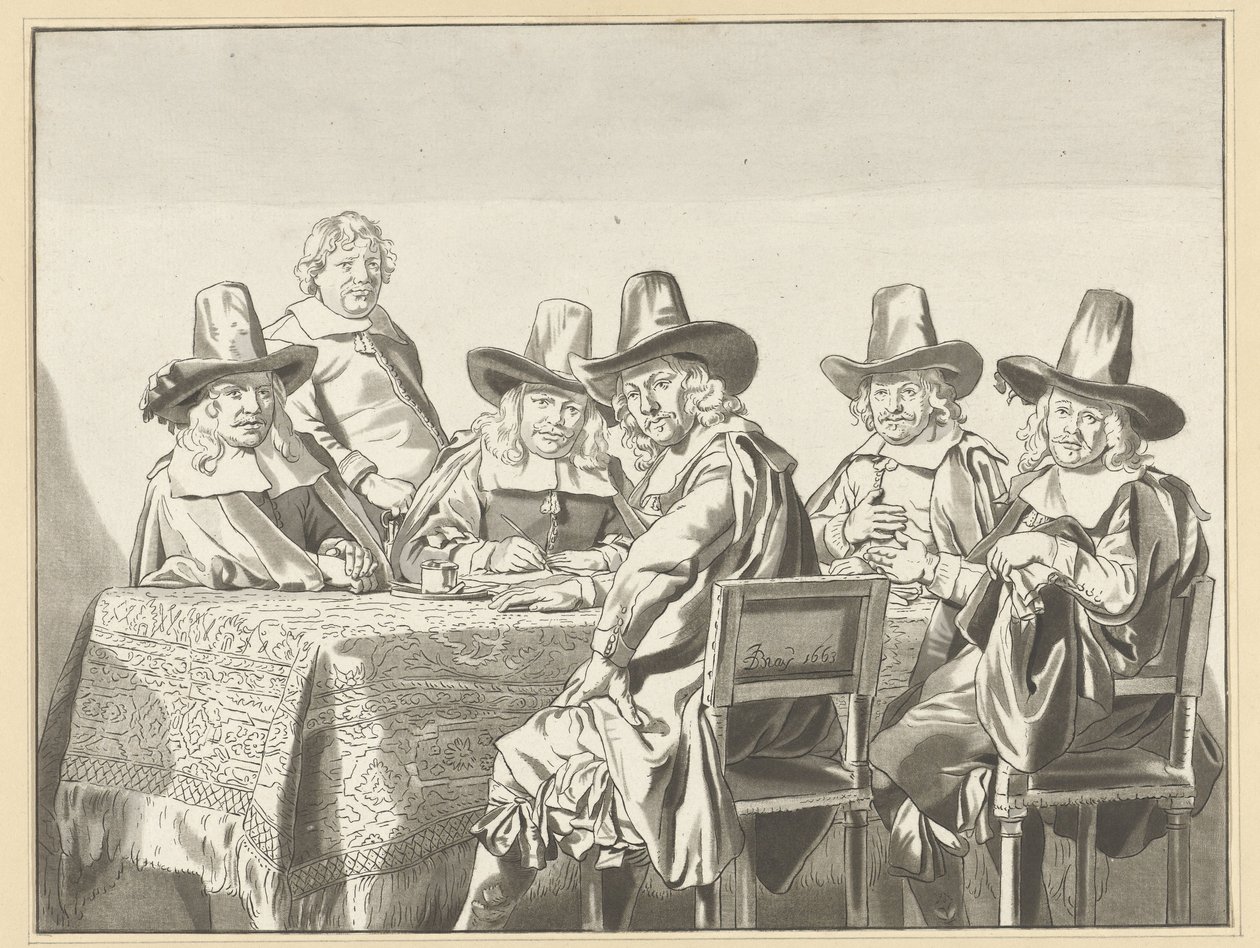 Regenten van het weeshuis te Haarlem door Cornelis Ploos van Amstel
