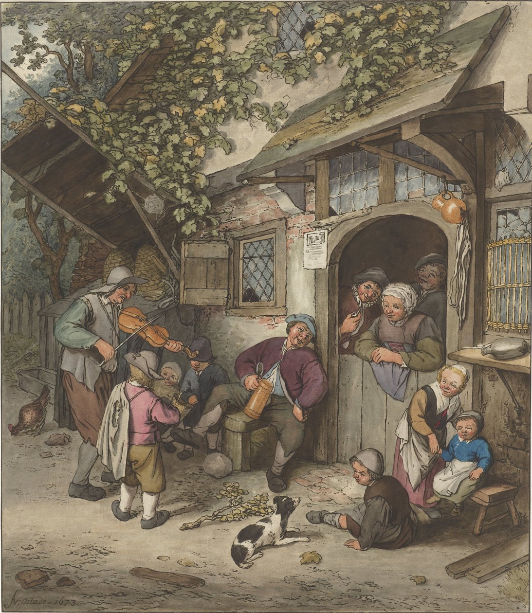 Vioolspeler voor een herberg door Cornelis Ploos van Amstel