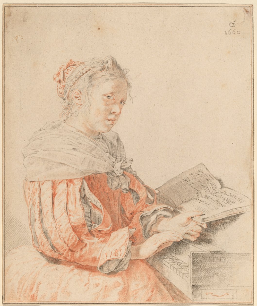 Jong Meisje aan het Klavier door Cornelis Ploos van Amstel