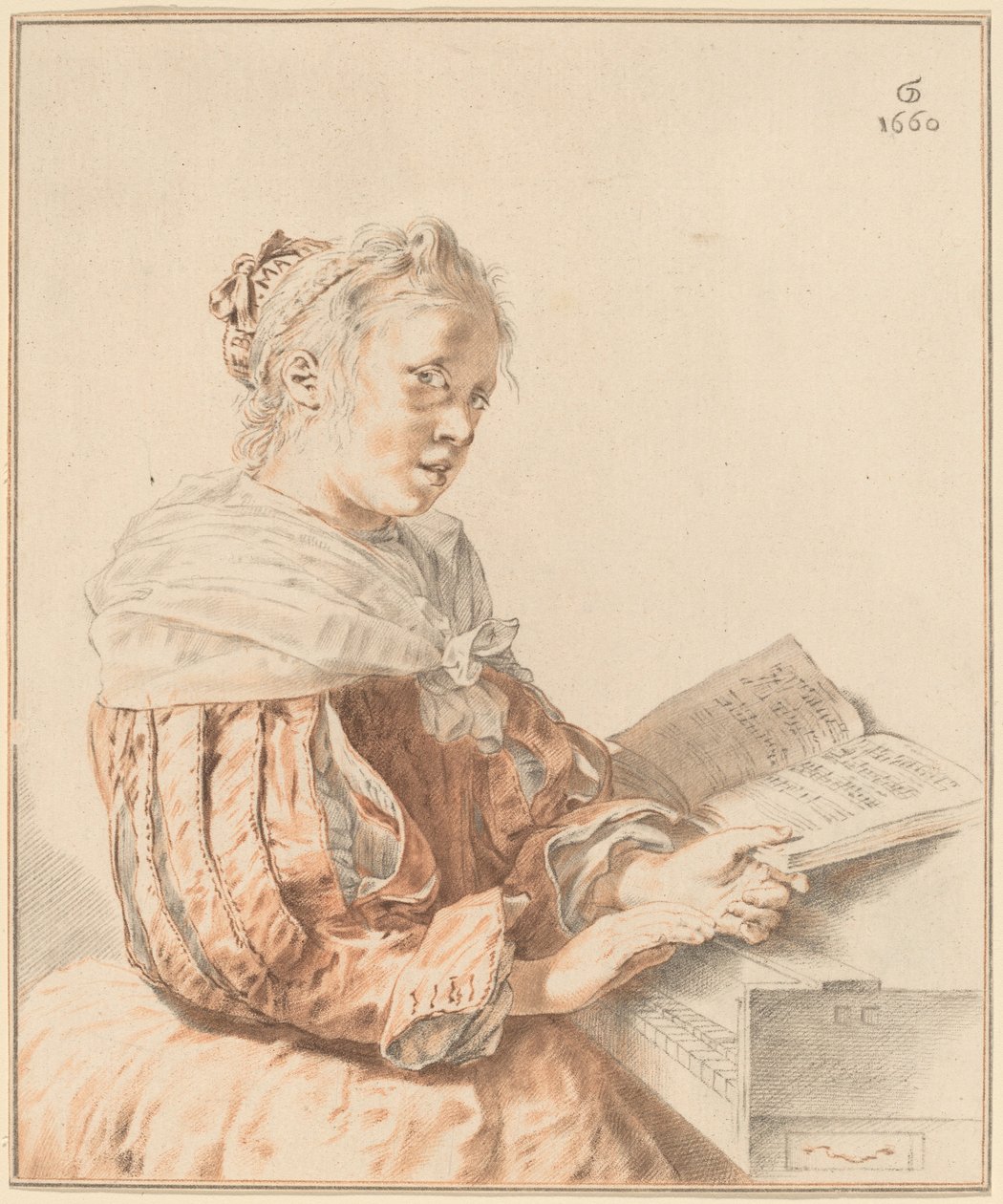 Jong Meisje aan het Klavier door Cornelis Ploos van Amstel