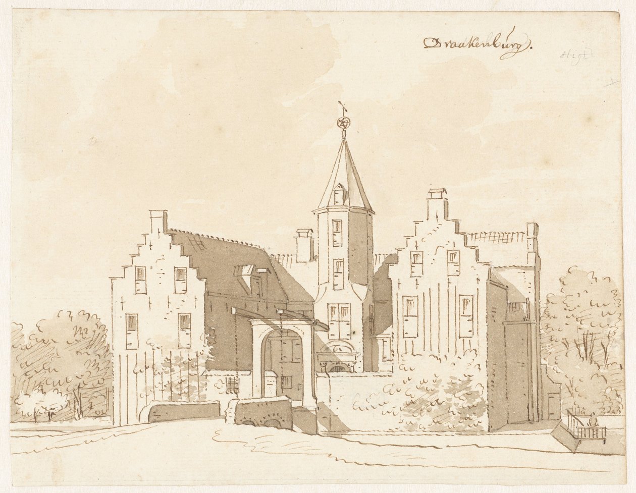 Kasteel Drakenburg bij Baarn door Cornelis Pronk (possibly)