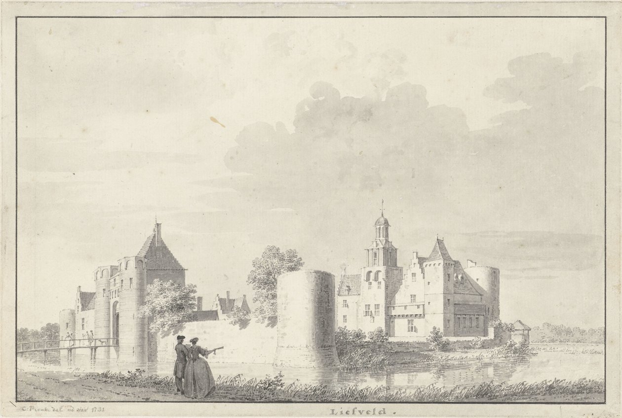 Kasteel Liesveld bij Groot-Ammers in de Alblasserwaard door Cornelis Pronk