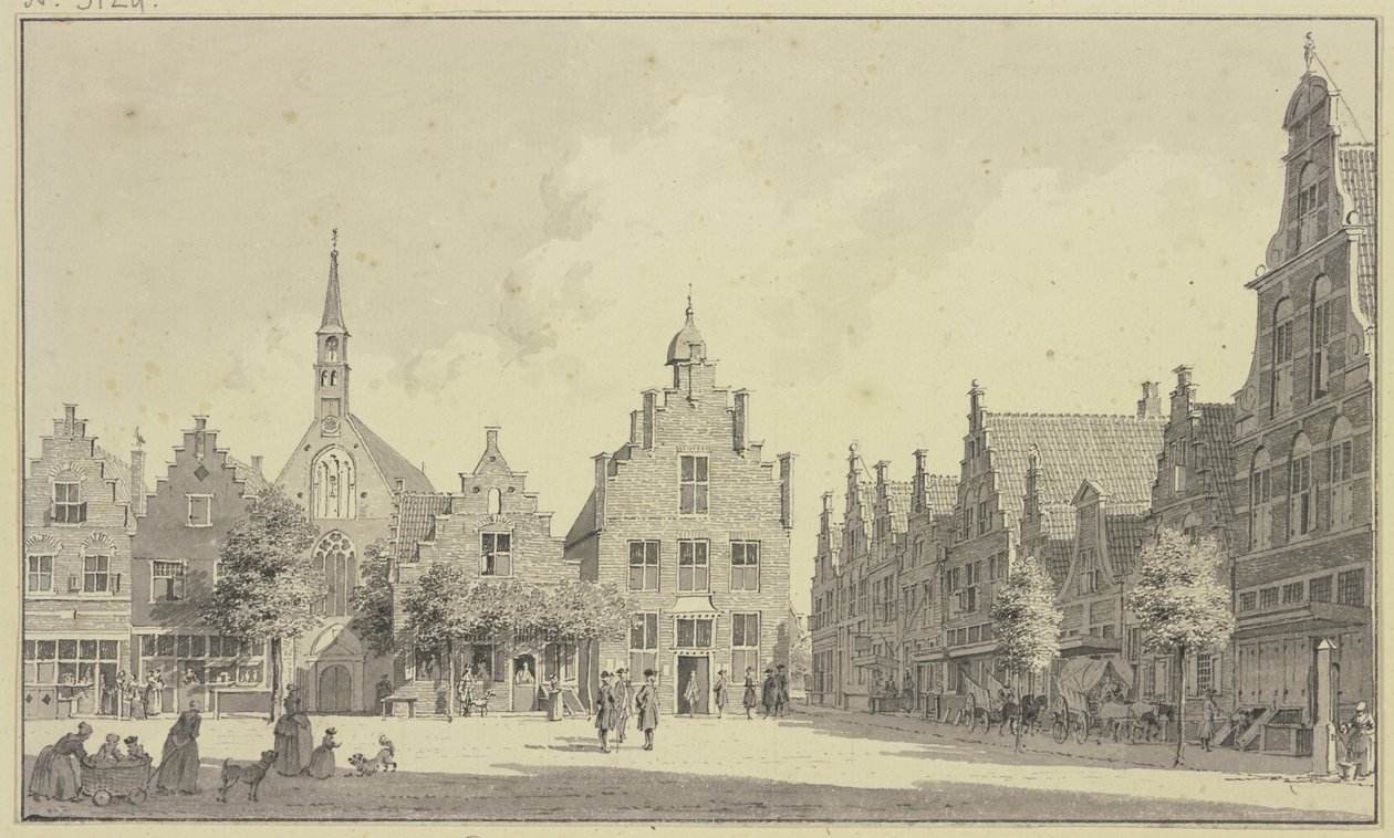 De markt van Steenwyk door Cornelis Pronk