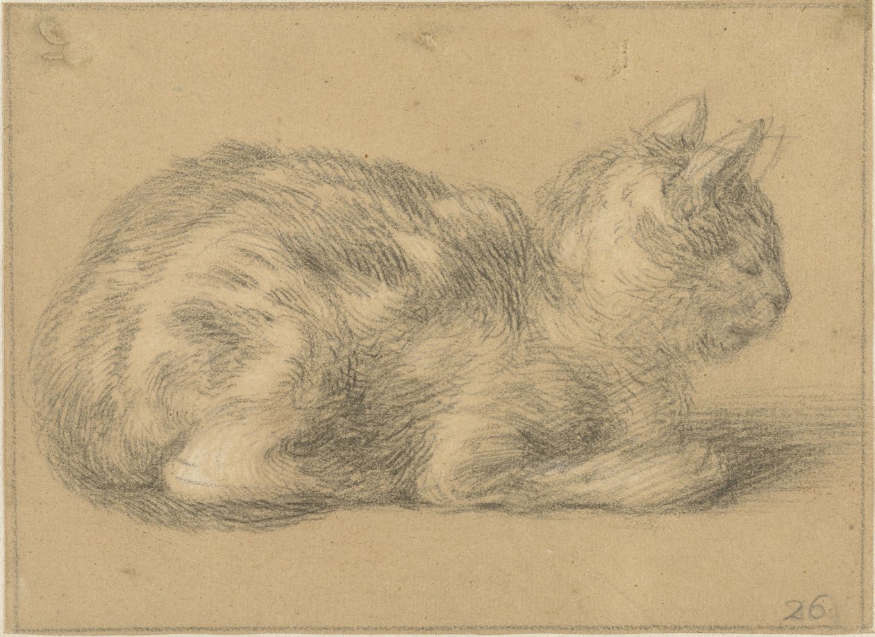 Zittende kat, naar rechts door Cornelis Saftleven (possibly)