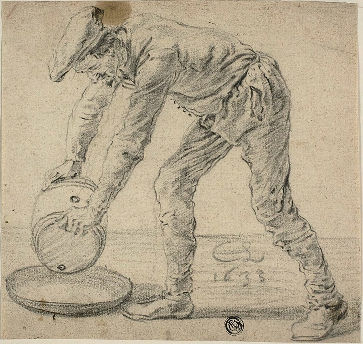 Man met een vat door Cornelis Saftleven