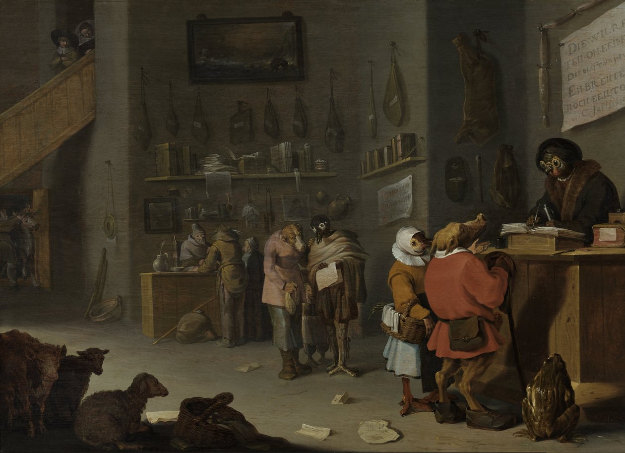 Satire op proceszieke boeren door Cornelis Saftleven