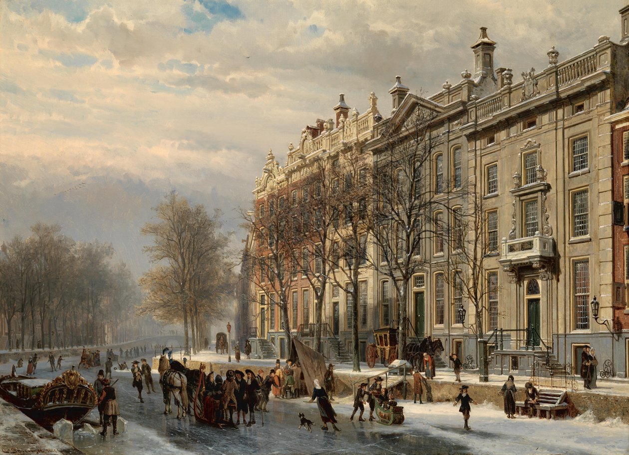 De bocht in de Herengracht door Cornelis Springer