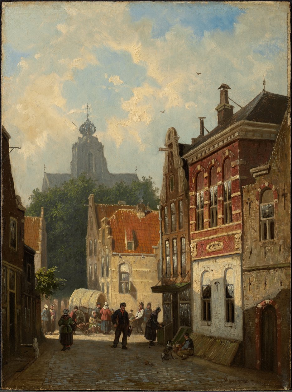 Nederlands straattafereel door Cornelis Springer