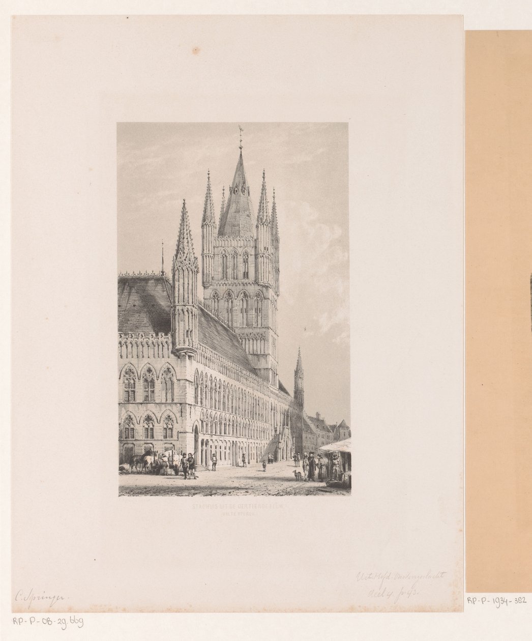 Lakenhalle van Ieper door Cornelis Springer
