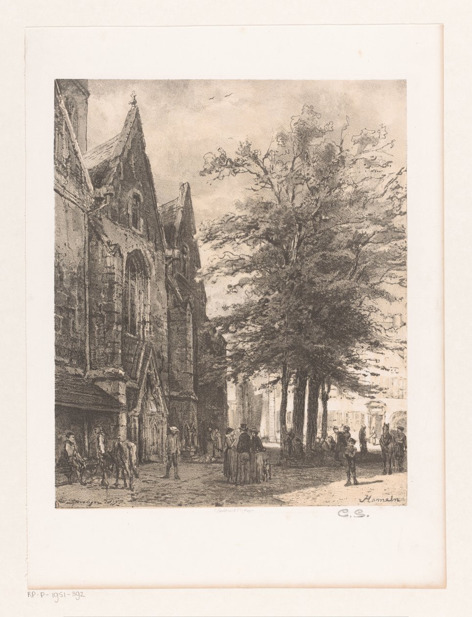 Mensen voor Marktkerk te Hamelen door Cornelis Springer