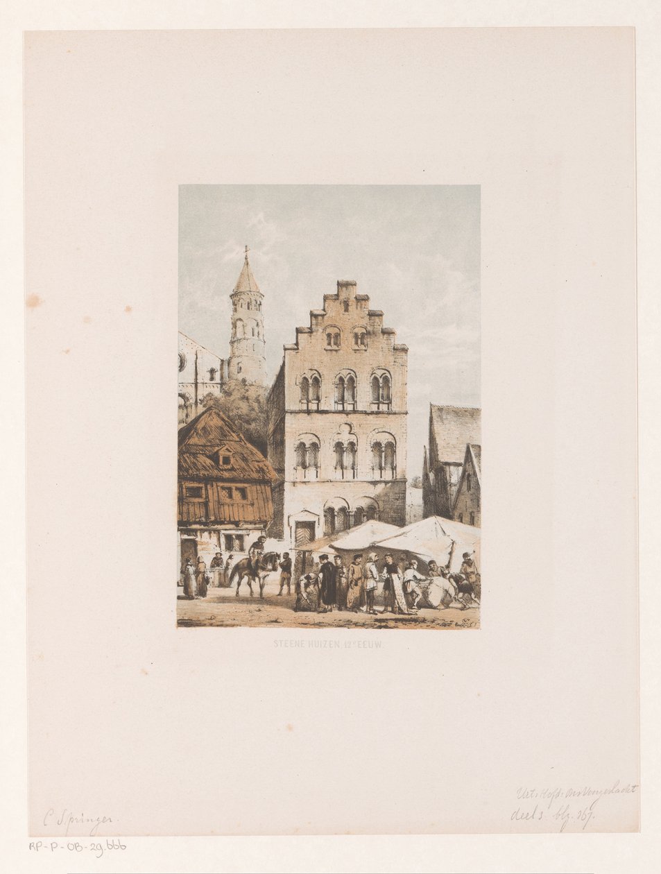 Twaalfde-eeuwse huizen door Cornelis Springer