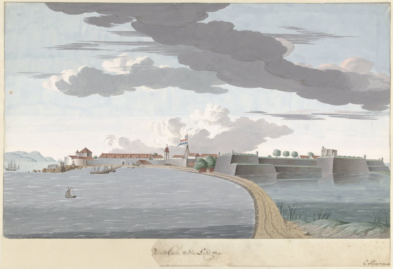 Fort Galle op Ceylon, van de landzijde gezien door Cornelis Steiger