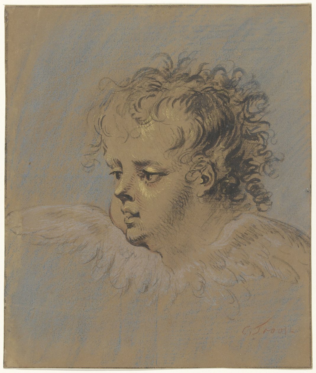 Gevleugeld engelenkopje door Cornelis Troost