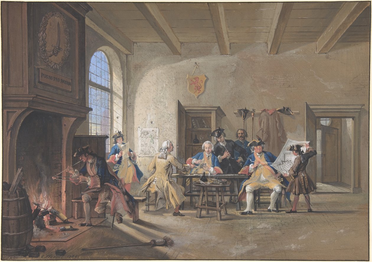 Scène in een wachtkamer door Cornelis Troost