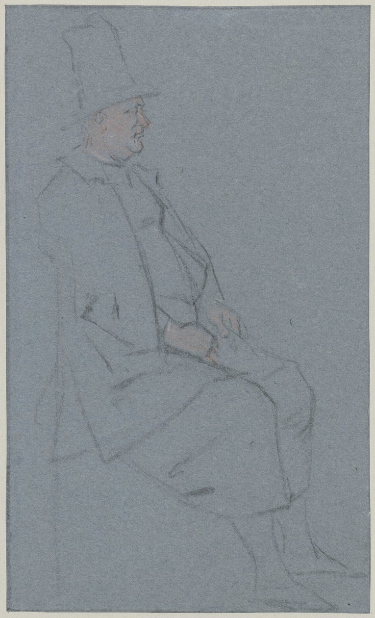 Zittende kwaker, profiel naar rechts door Cornelis Troost