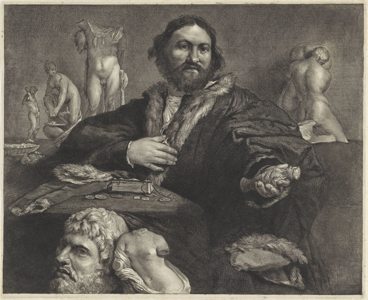 Portret van Andrea Odoni door Cornelis Visscher (II)