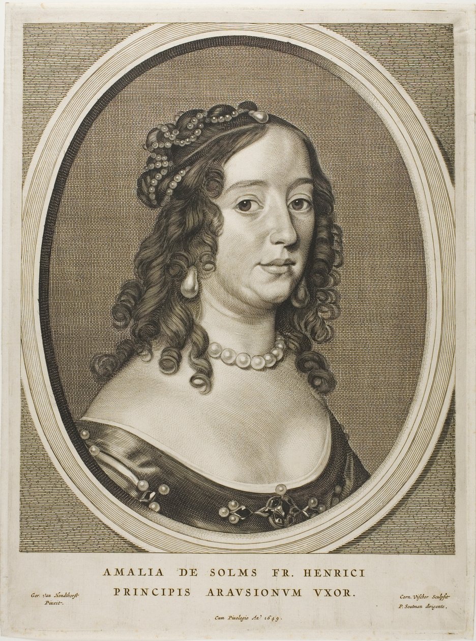 Amalia van Solms, vrouw van Frederik Henry, uit Negen Portretten door Cornelis Visscher