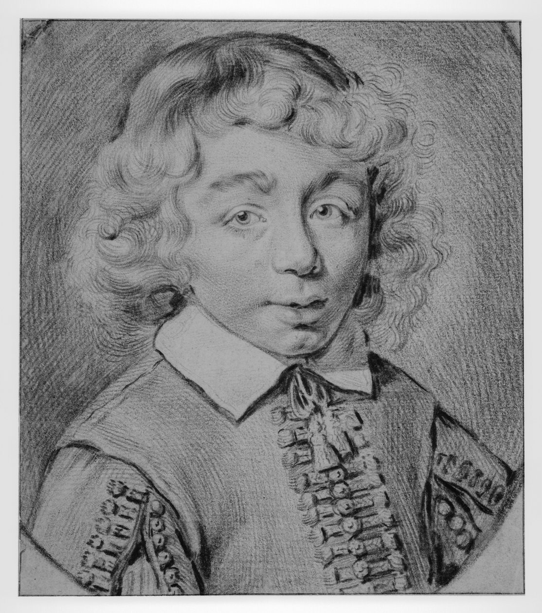 Busteportret van een jongen van voren door Cornelis Visscher