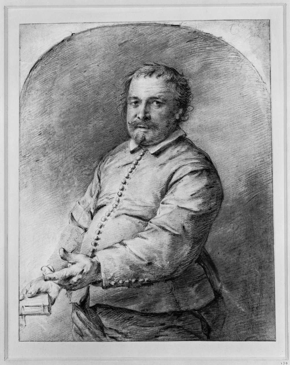 Halffiguur van een bebaarde man van middelbare leeftijd, half naar links gekeerd door Cornelis Visscher