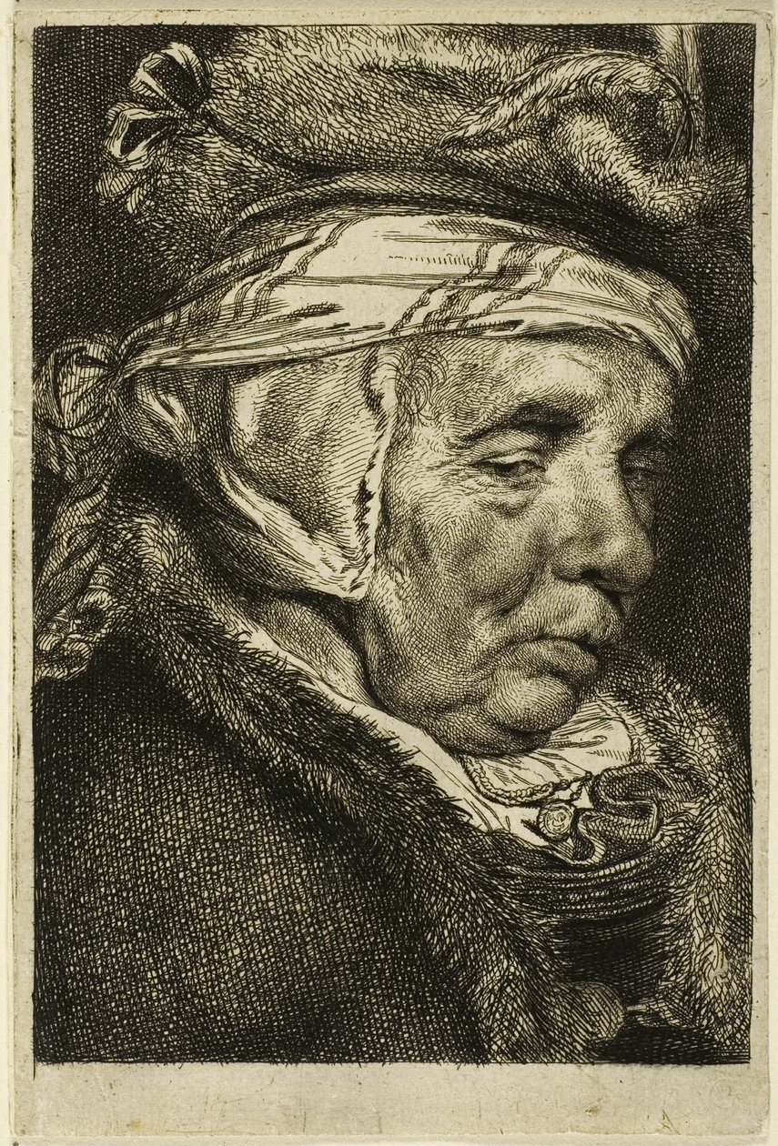 Hoofd van een oude vrouw door Cornelis Visscher