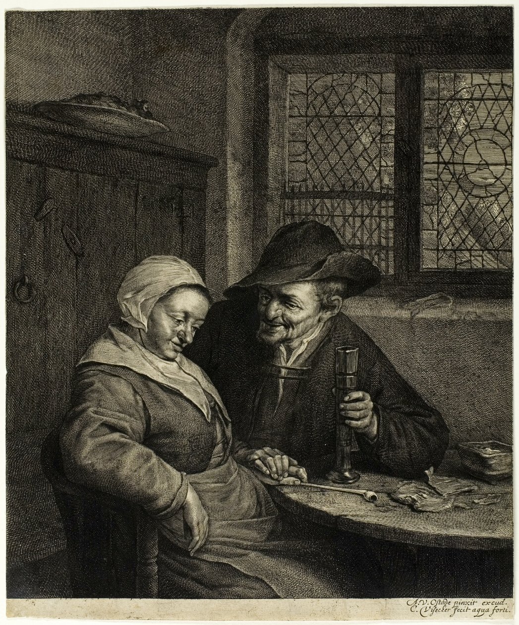 Oude man en vrouw door Cornelis Visscher
