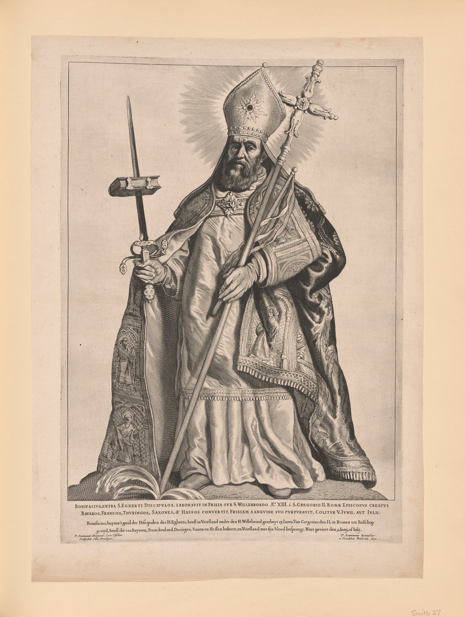 Sint Bonifatius, uit Heiligen van Noord- en Zuid-Nederland door Cornelis Visscher