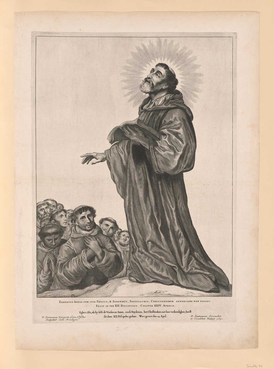 Sint Egbert de Abt, uit Heiligen van Noord- en Zuid-Nederland door Cornelis Visscher