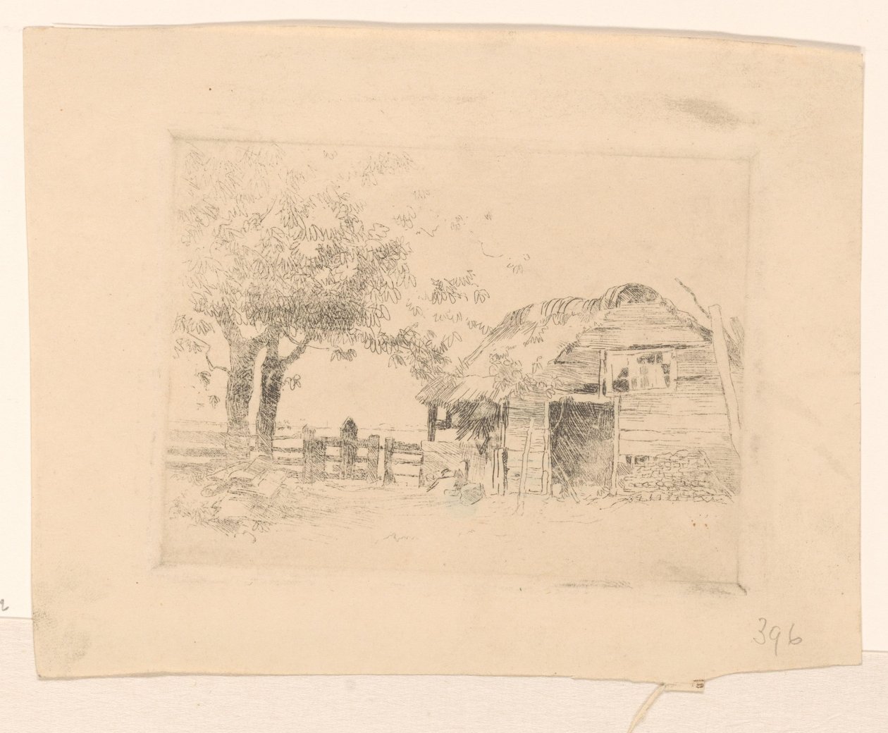 Oude schuur met rieten dak door Cornelis Vreedenburgh