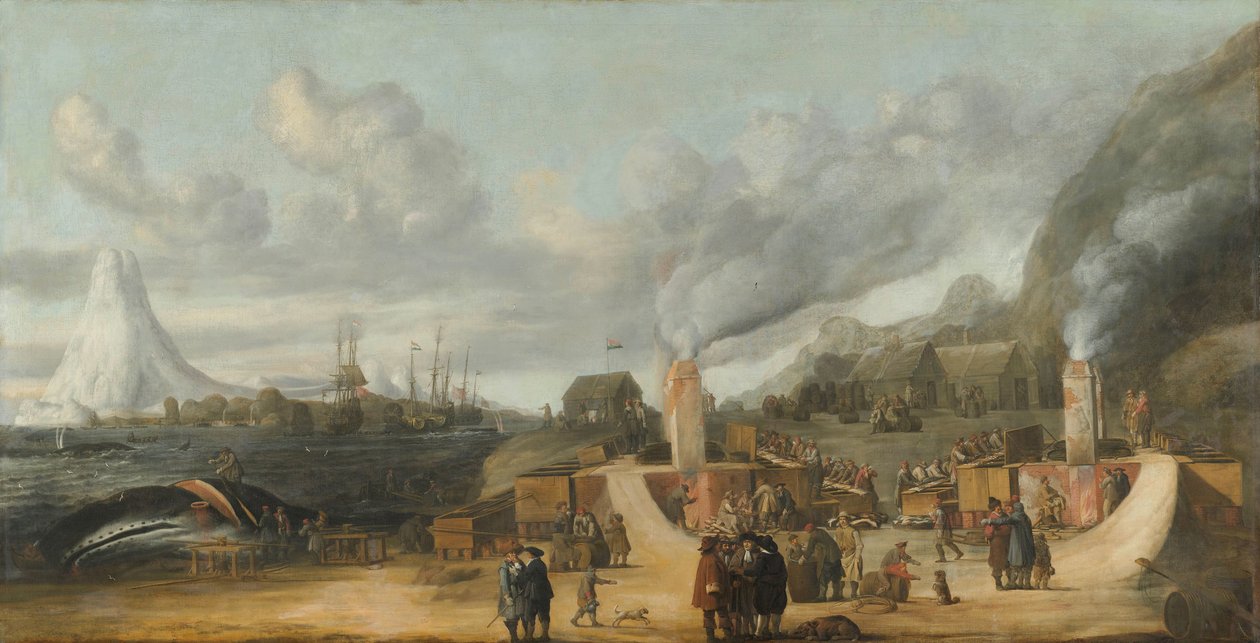 De walvistraanraffinaderij bij het dorp Smerenburg door Cornelis de Man