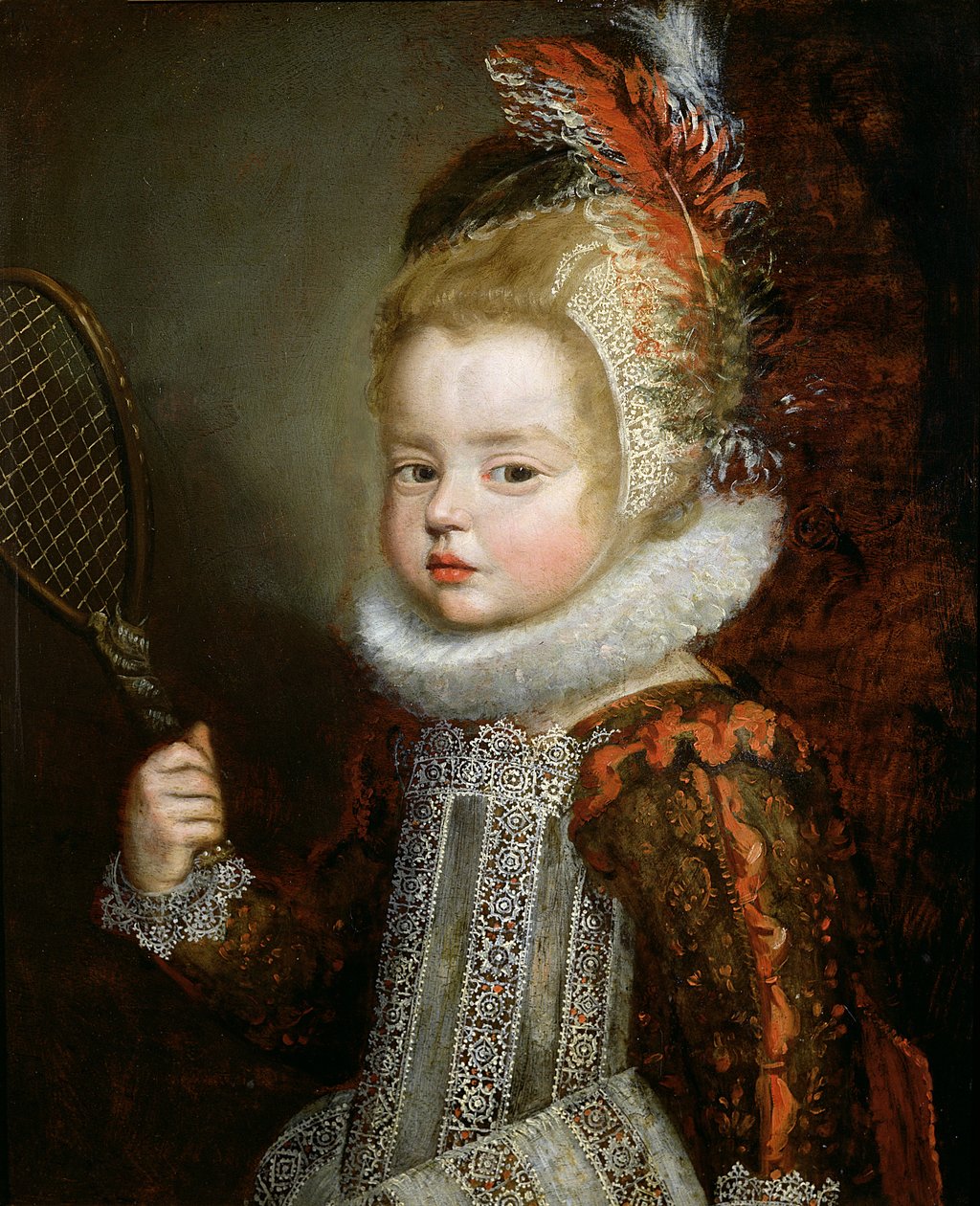 Portret van een kind met een racket door Cornelis de Vos