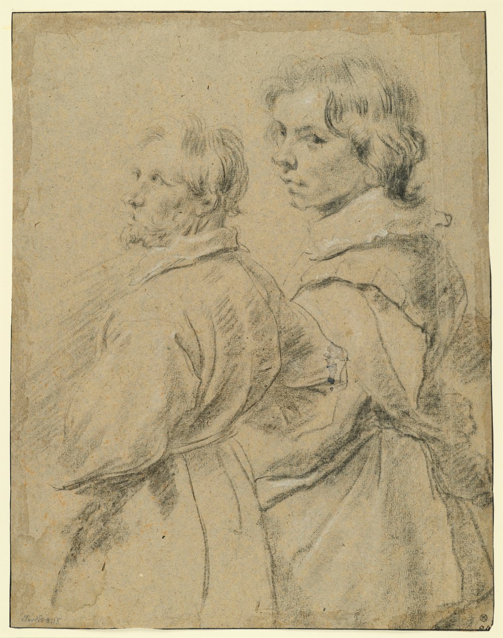 Portretstudie van een oudere en een jongere man door Cornelis de Vos