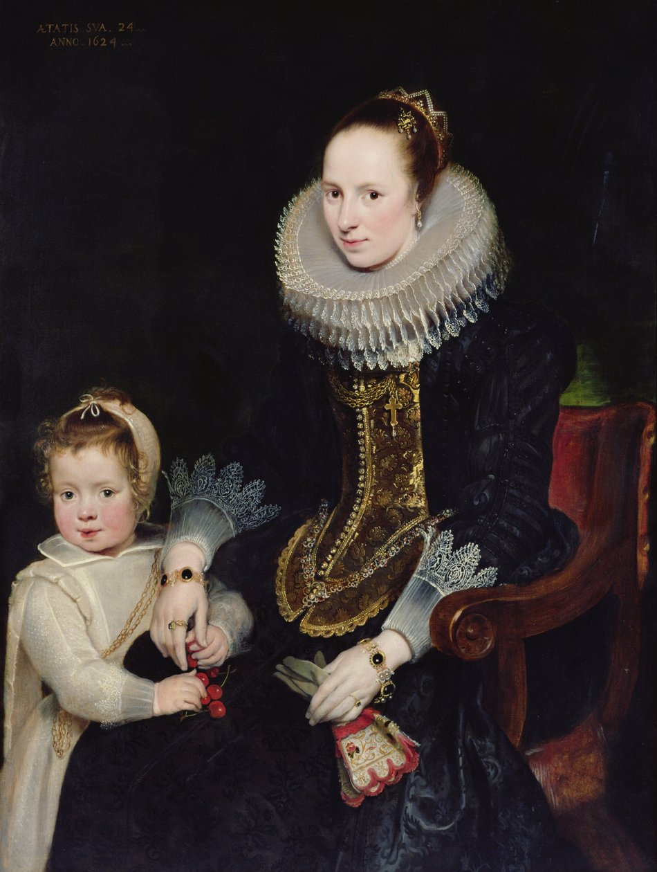 Portret van een dame en haar dochter door Cornelis de Vos