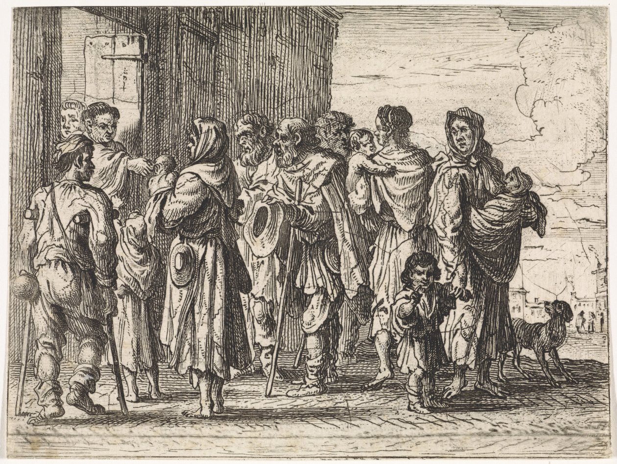 Bedelaars voor een klooster door Cornelis de Wael