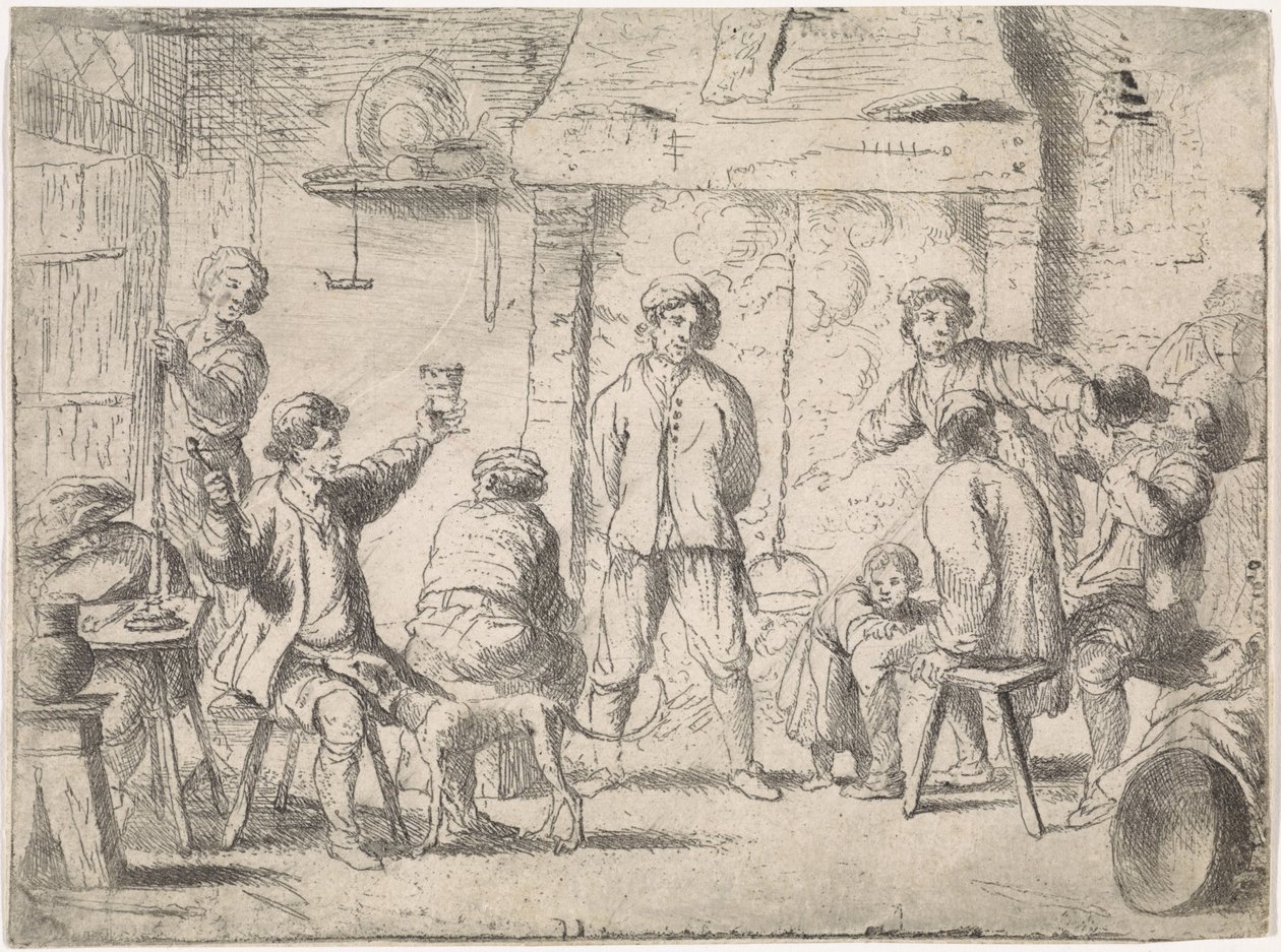 Boeren in een herberg door Cornelis de Wael