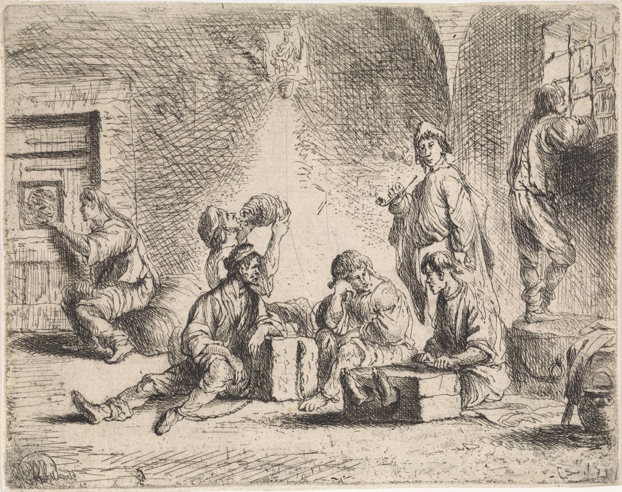 Gevangenen in kerker door Cornelis de Wael