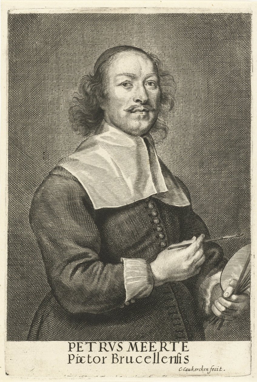 Portret van de schilder Petrus Meerte door Cornelis van Caukercken
