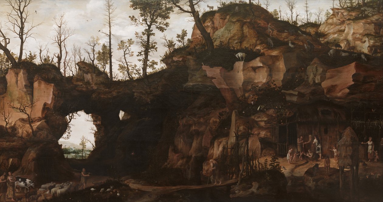 Landschap met het begin van de beschaving door Cornelis van Dalem