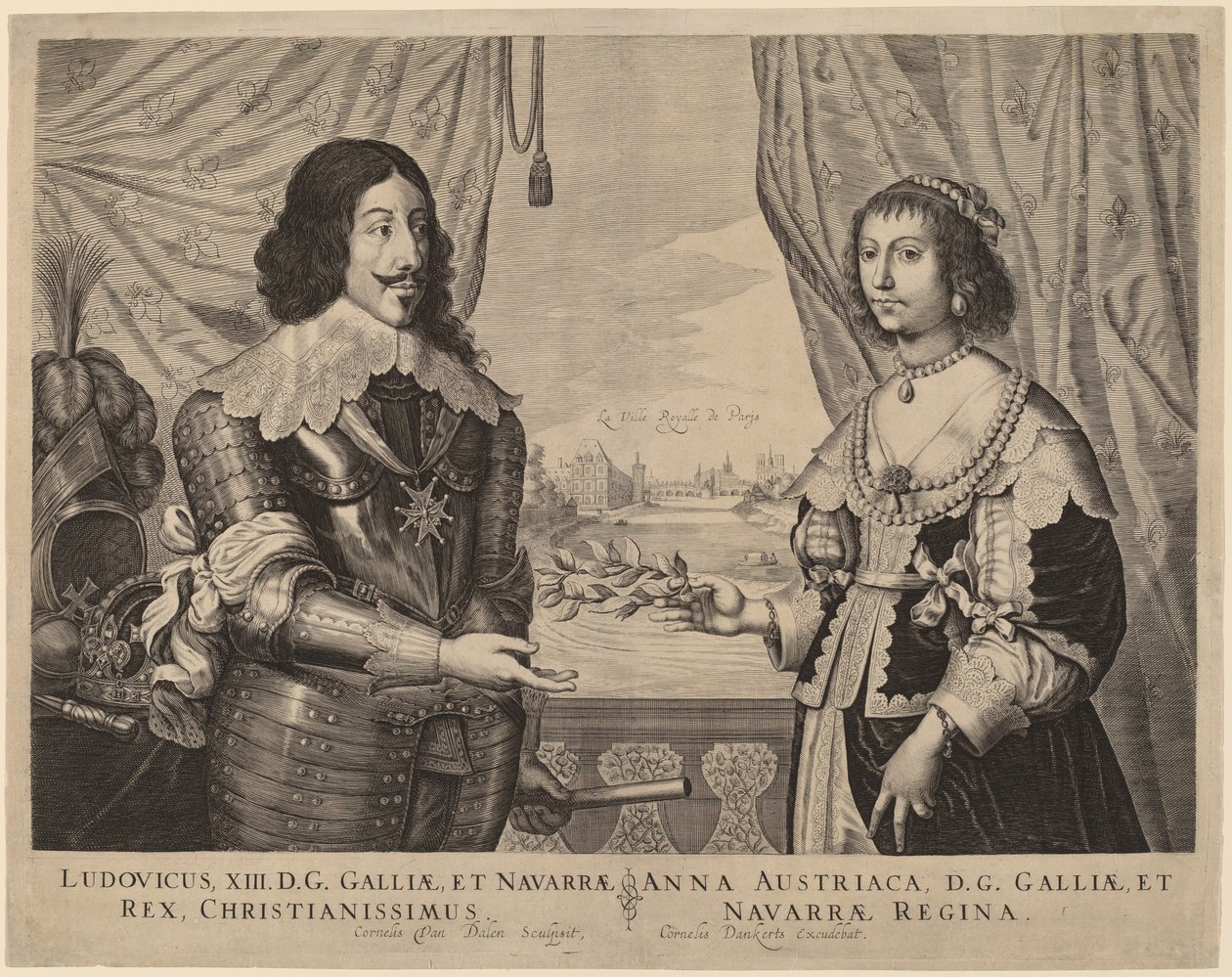 Koning Lodewijk XIII van Frankrijk en Anna van Oostenrijk door Cornelis van Dalen I