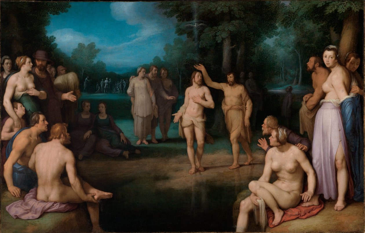 Duits: Taufe Christi Doop van Christus door Cornelis van Haarlem
